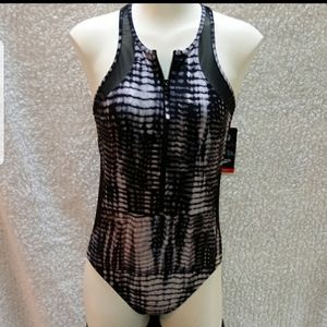 Speedo Zipper Mesh Swimsuit